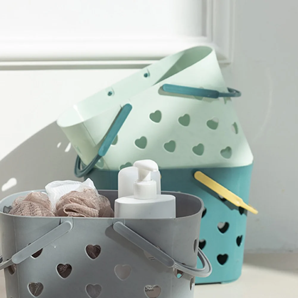 

1Pcs Heart Shape Hollow Shower Basket Plastic Organizer Storage Container Portable Bathroom Sundry Holder Drainable Storage