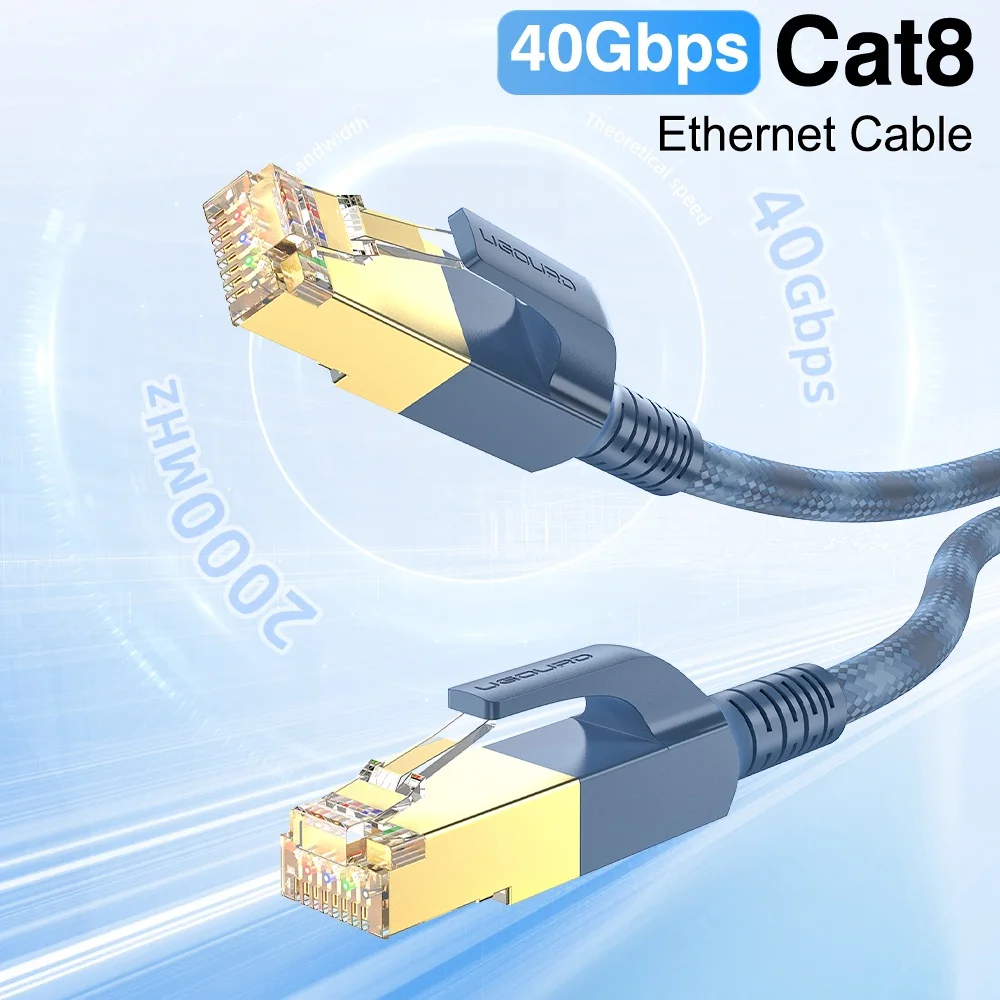 Cat8 Ethernetkabel 40Gbps RJ45 Cat 8 internetnetwerkkabel 0,5m 1m 2m 3m 10m 15m 20m 30m voor router, geen latency, ondersteunt POE