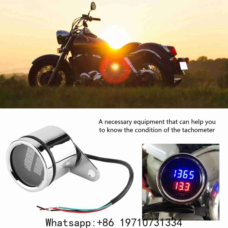 Generic 2-in-1 LED Motorcycle Tachometer & Digital Voltmeter Gauge – Metal Housing