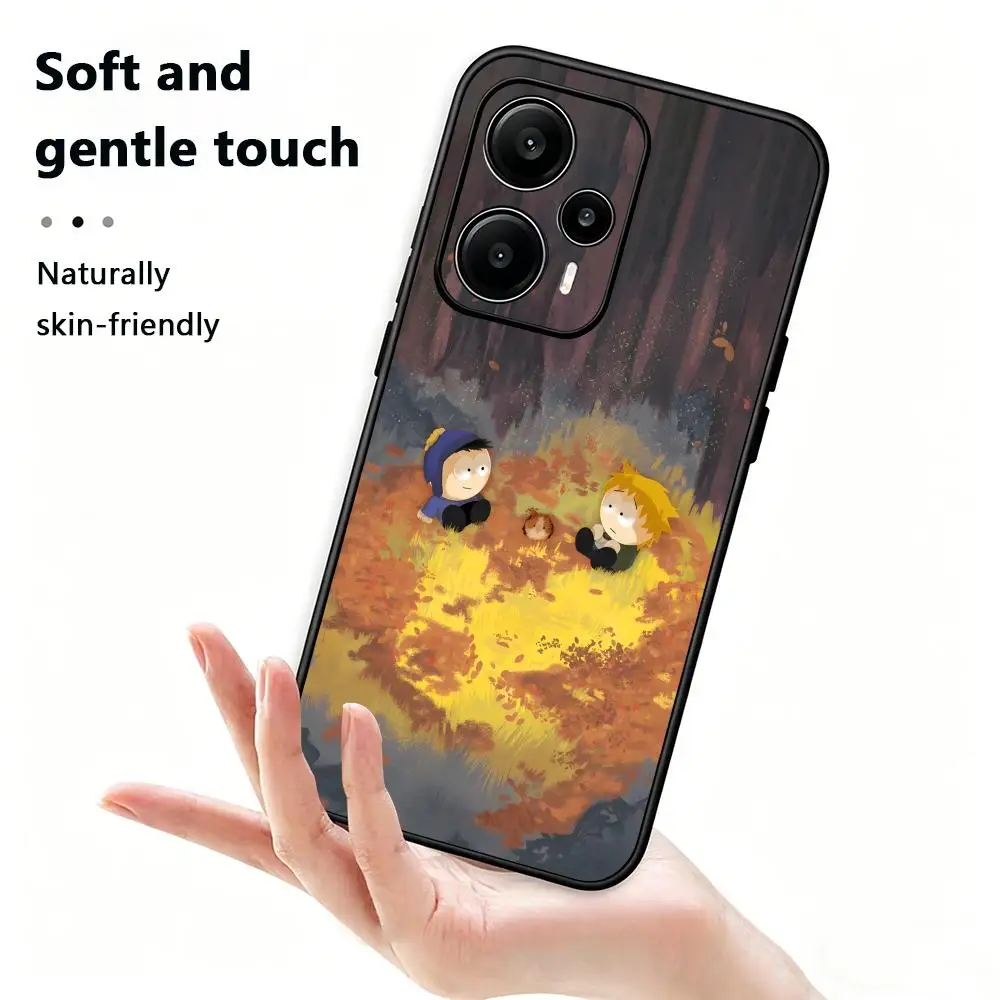 Coque de téléphone mignonne et tendance South Park pour Xiaomi Redmi Note 14 13 12 11 Pro Plus S 5G 14C A3, coque de téléphone noire souple