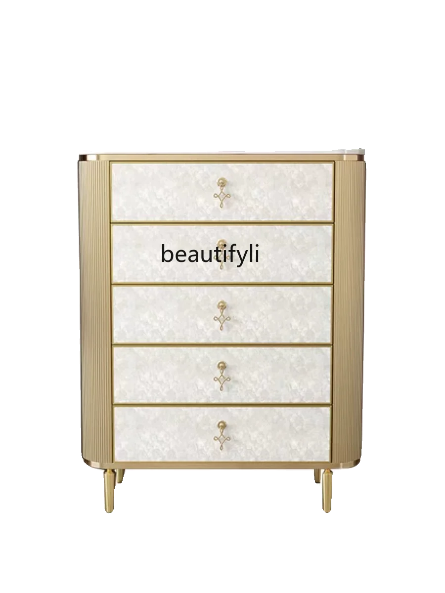 

Shell Light Luxury Chest of Drawers Locker American Retro Entrance Cabinet Living Room Sideboard Cabinet