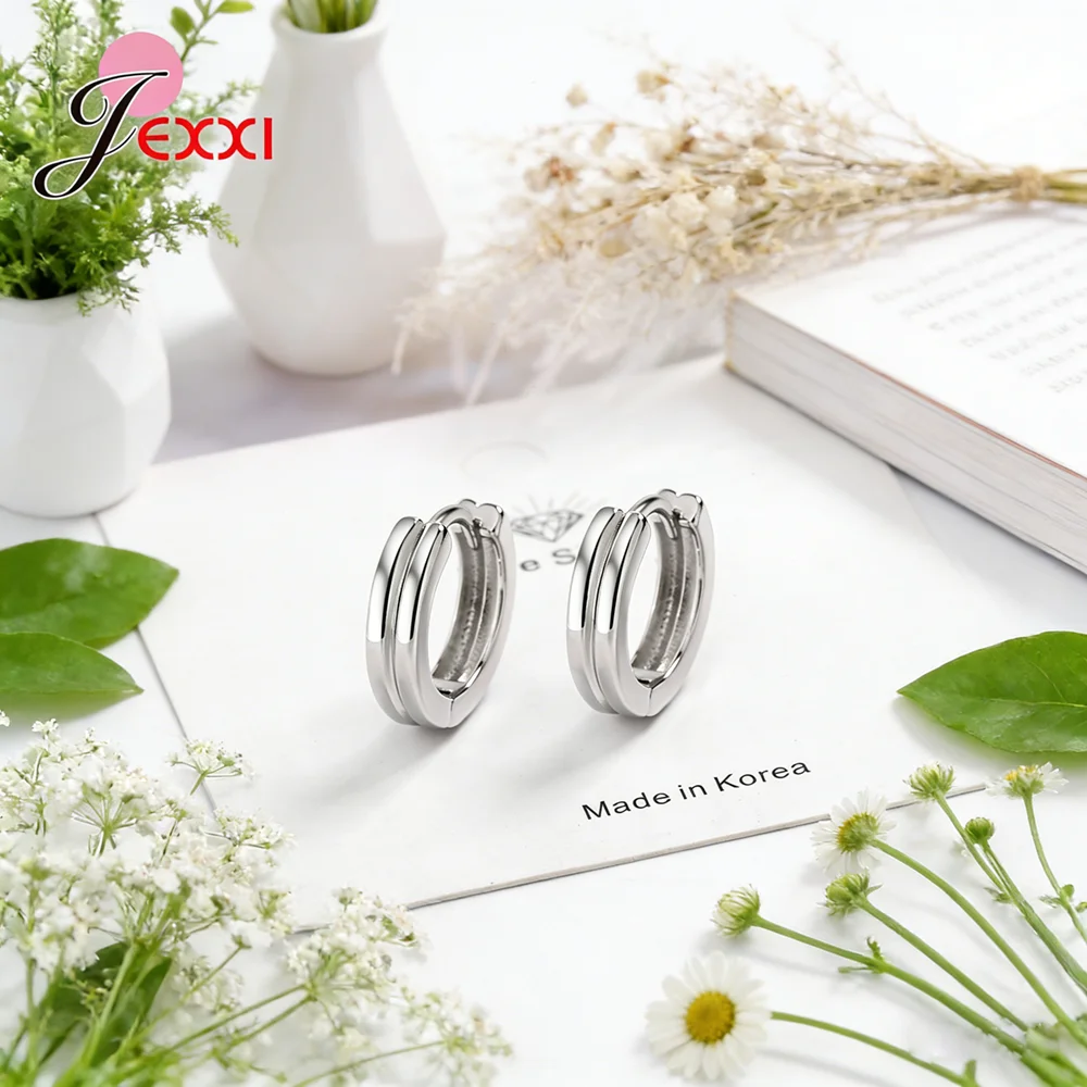 

Personality Mini 925 Sterling Silver Simple Smooth Circle Hoop Earrings For Women Silver Jewelry Pendientes