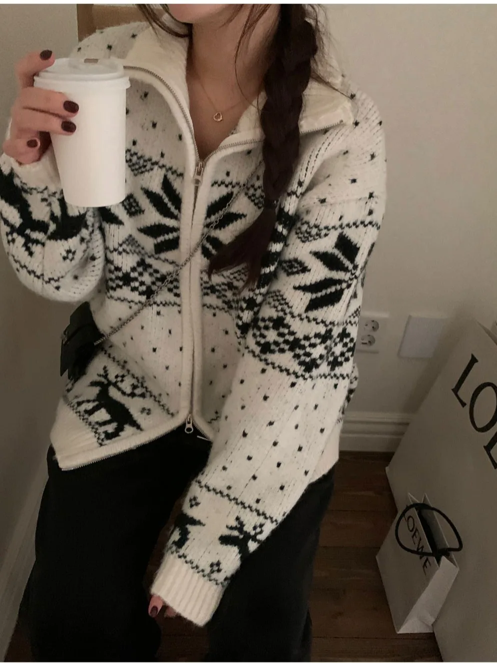 

Chic Autumn Winter Lazy Sle Collared Color Blo Knitted Loose Long Sve Women's Sweater Coat Comfortable Breathable Soft...