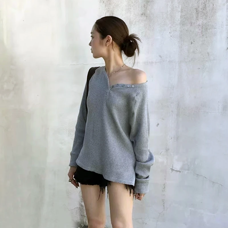Women's Lounge Henley Long Sleeve Raglan Waffle T-shirt