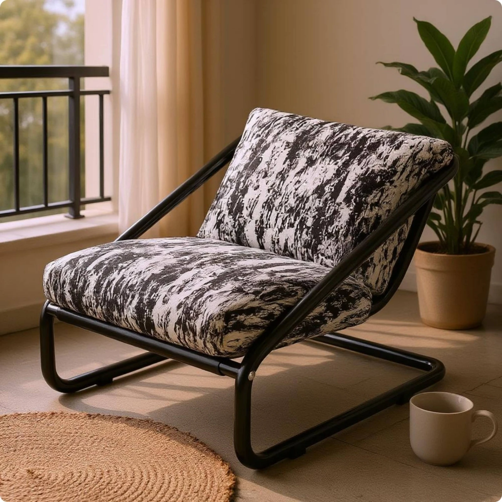 

Armless Lounge Chair Padded Reclining Lounge Chair Lounger Upholstered Seating Furniture Cotton Textile