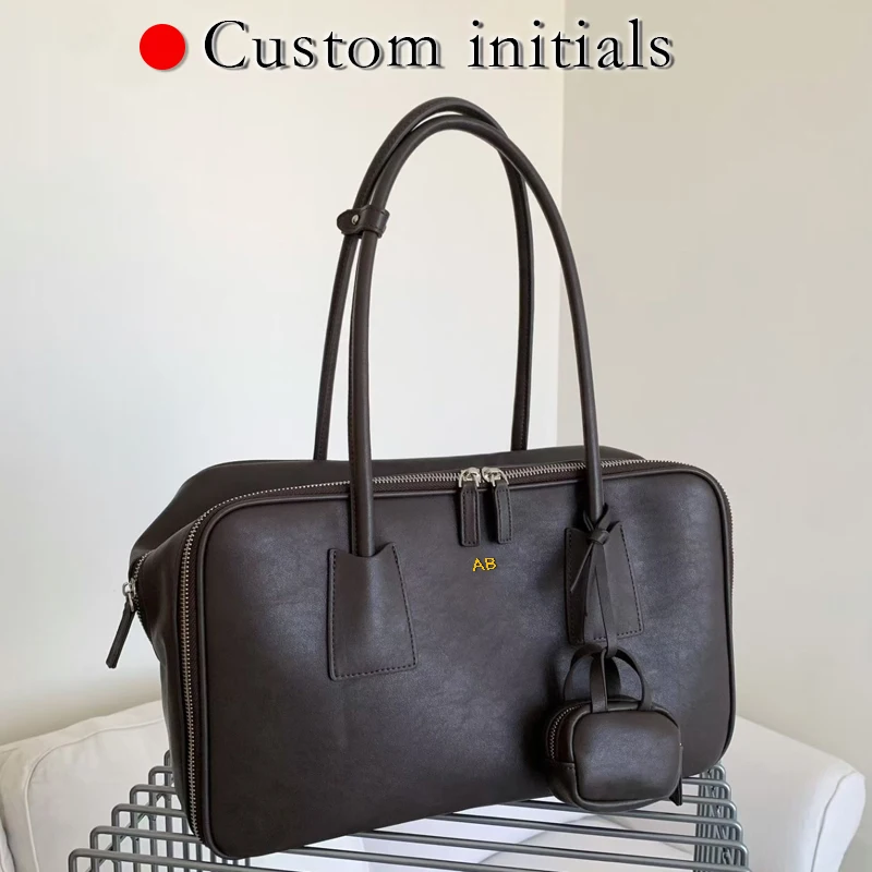 

Custom Initials Vintage Bowling Bags For Women Luxury Designer Handbags And Purses 2026 New In PU With Pocket Underarm Shoulder