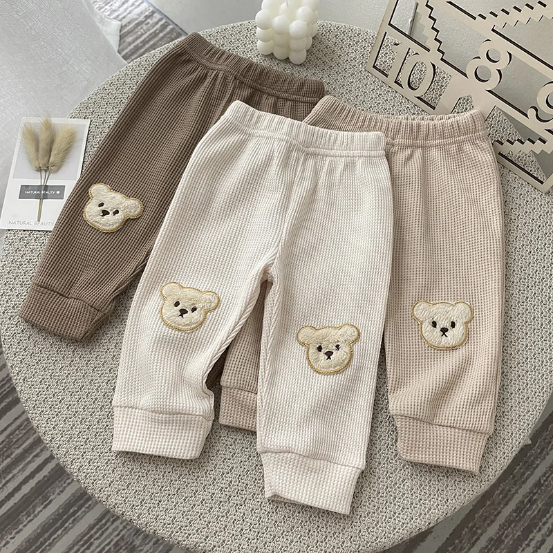 

0-3Years Baby Pant Spring Autumn Elastic Waist Full Length Bear Harem Pants Bottom Ins Style Boy Girl Casual Trouser Kid Clothes