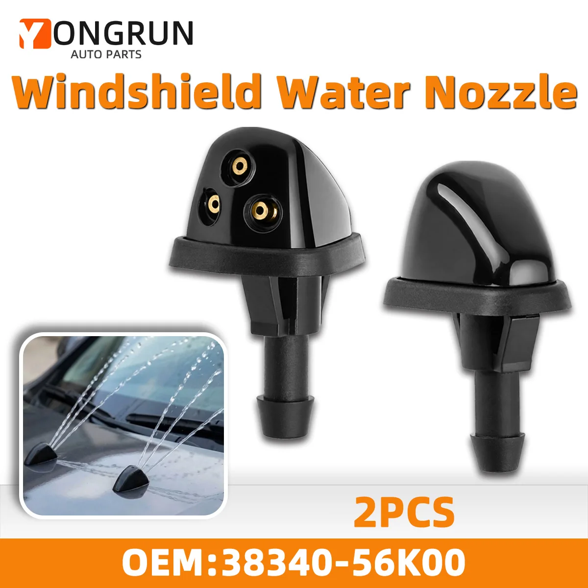 2 Stück 3-Loch-Windschutzscheiben-Waschdüse, einstellbarer Sprühstrahl, passend für Suzuki Swift SX4 Grand Vitara Escudo Aerio Ertiga, 38340-56K00 – Detail 1