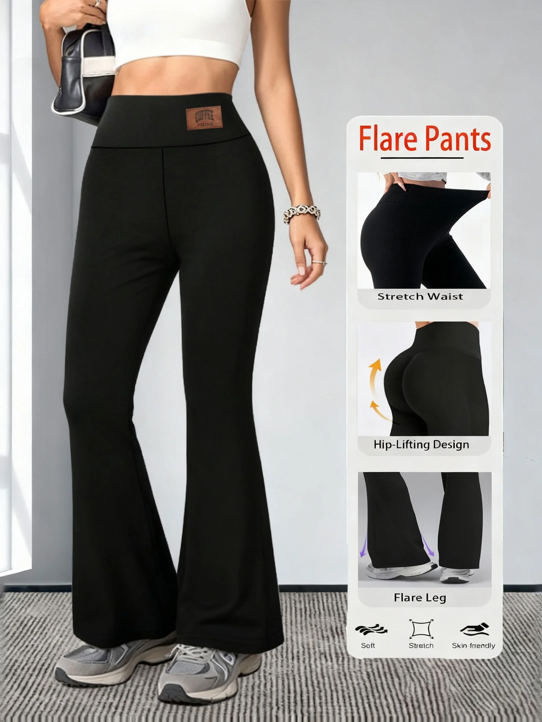 Women's High Waisted Tummy Control Flare Yoga Pants-Buttery Soft 4-Way Stretch Active Leggings,Tummy-Control Slim Yoga Pants