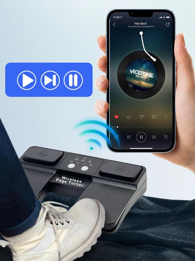 QuanYin Portable Wireless Page Turner Pedal Foot Page Turner for ipad iphone Tablet Laptop Remote Control PPT Rechargeable - view 6