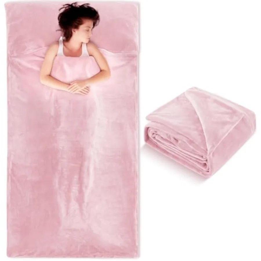 

Flannel Sleeping Bag Liner for Adult, Travel Camping in Warm Cold Weather, Soft Fluffy Travel and Hotel Sleeping Bag Liner with