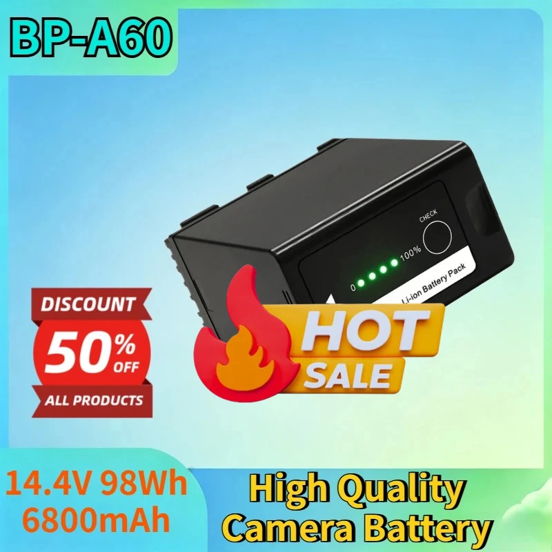 

BP-A60 14.4V 98Wh 6800mAh Lithium-ion Battery for Canon CA-CP200L EOS C200 C200 PL C200B C300 Mark II XF705 Replacement Battery