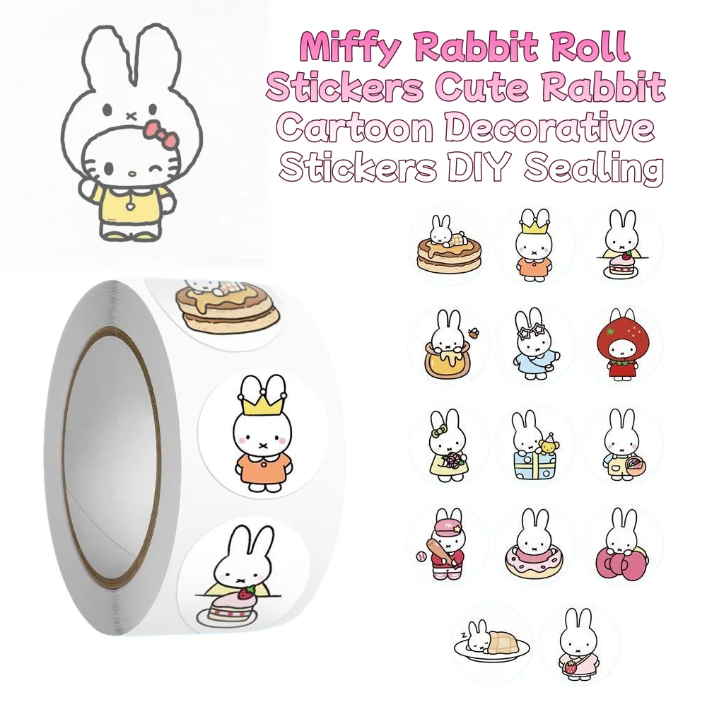 

Наклейки-рулетки с кроликом Миффи: милые мультяшные наклейки с кроликом Миффи, детские игрушки, незаменимые декоративные наклейки для DIY и запечатывания