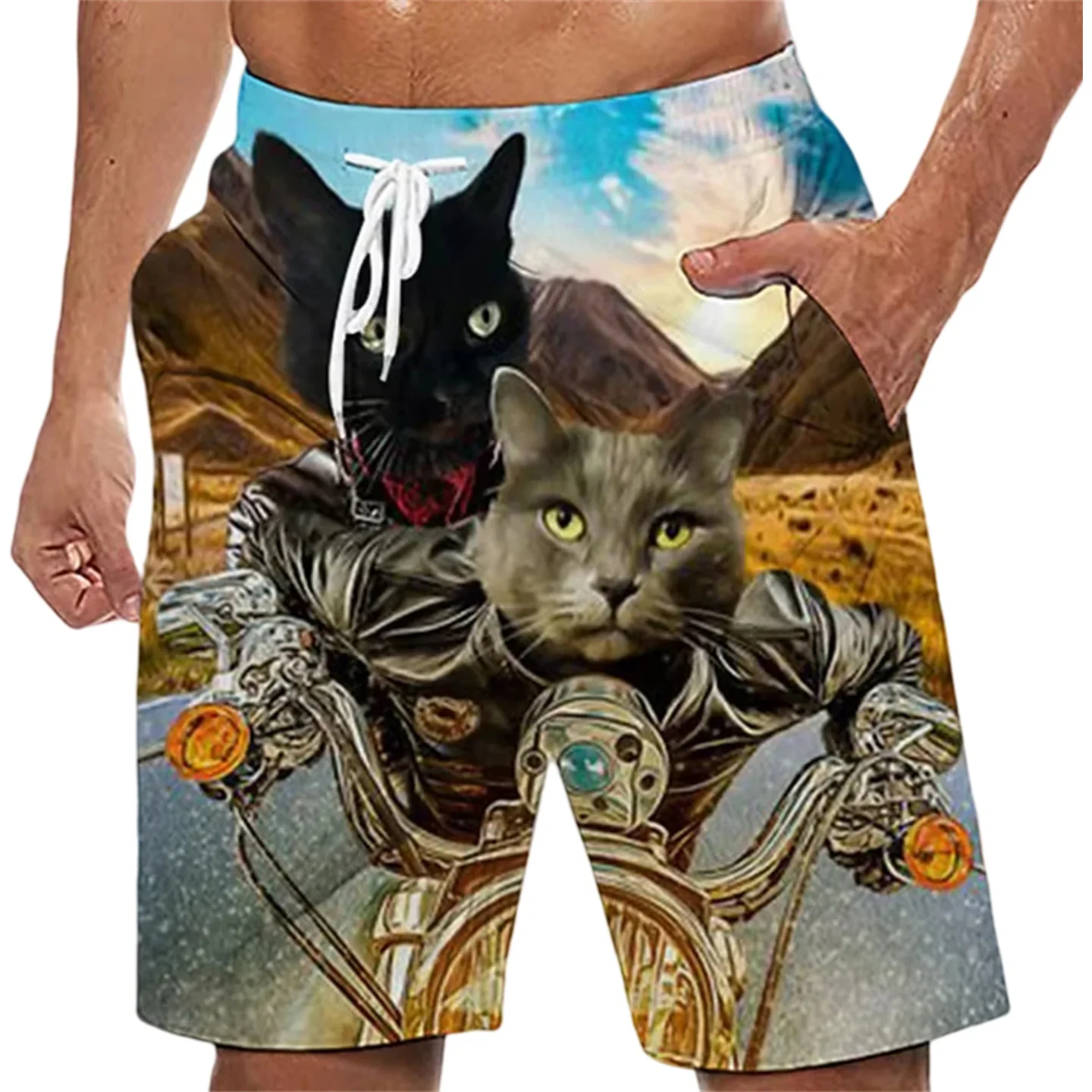 

Summer Male 2025 Animal Casual Shorts Men Women Manga Cartoon Sports Gym Shorts Fitness 3D Print Funny Cat Quick Dry Board Short