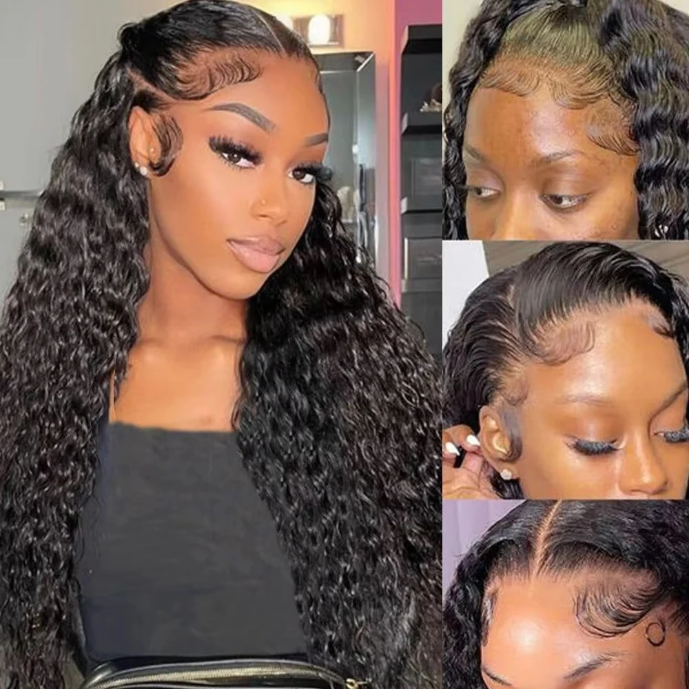 

Deep Wave 200 Density Lace Front Human Hair 13x4 Water Wave 30 40 Inch 13x6 Curly Wig Pre Plucked HD Lace Frontal Glueless Wigs