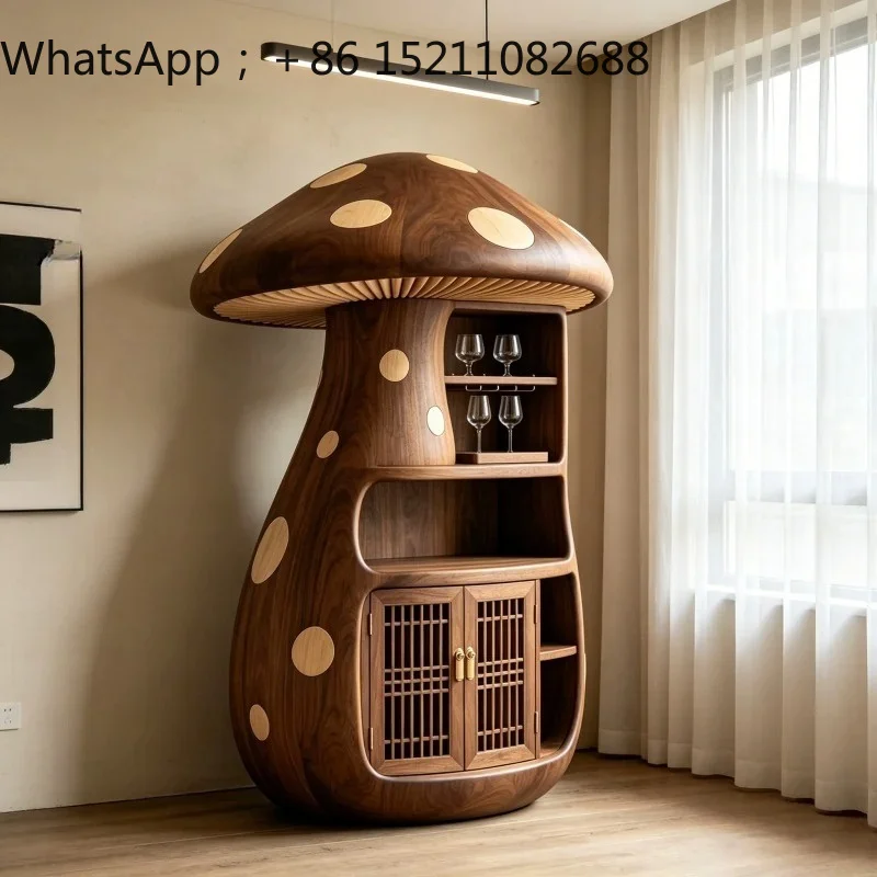 LLY new Chinese side cabinet cartoon mushroom modeling solid wood porch side cabinet locker furniture