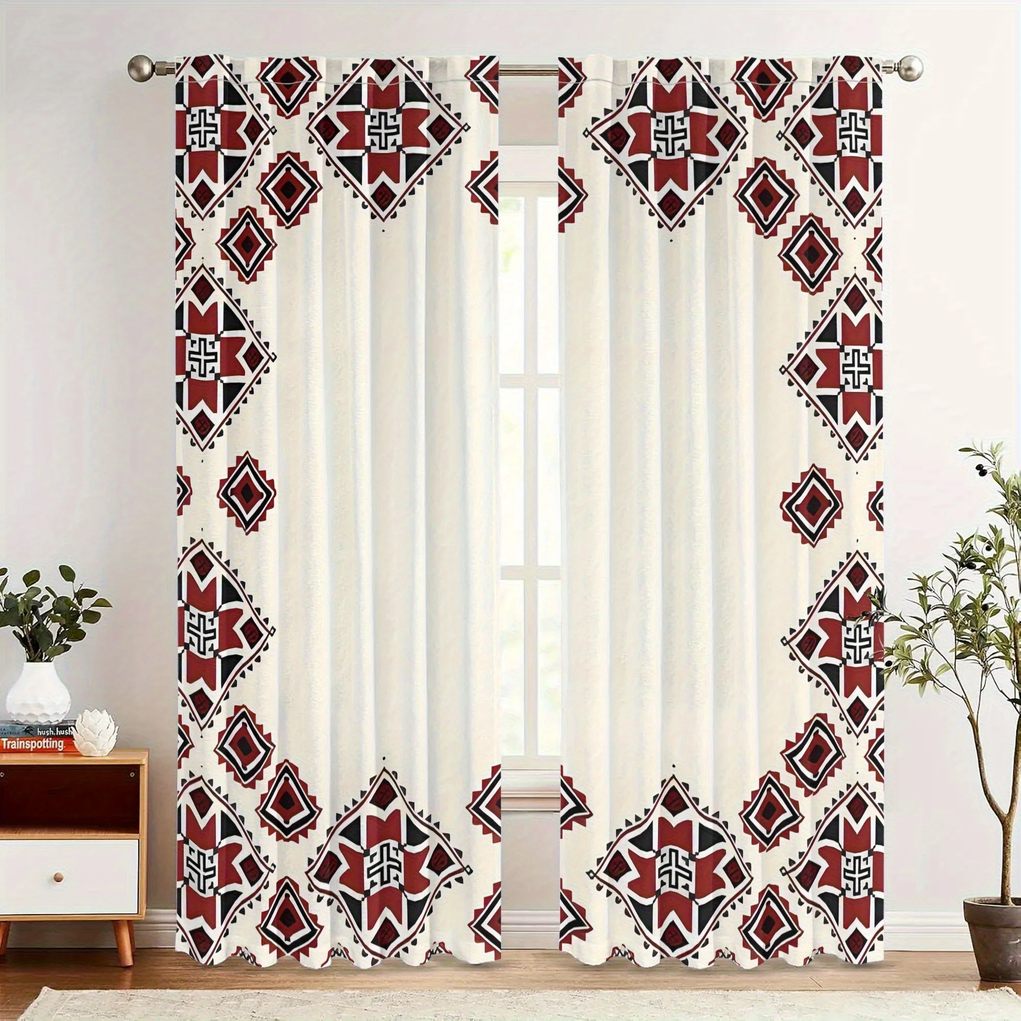 Navajo Curtains Tribal Pattern Window Drapes Boho Home Decor Living Room Bedroom Southwestern Style Unique Design