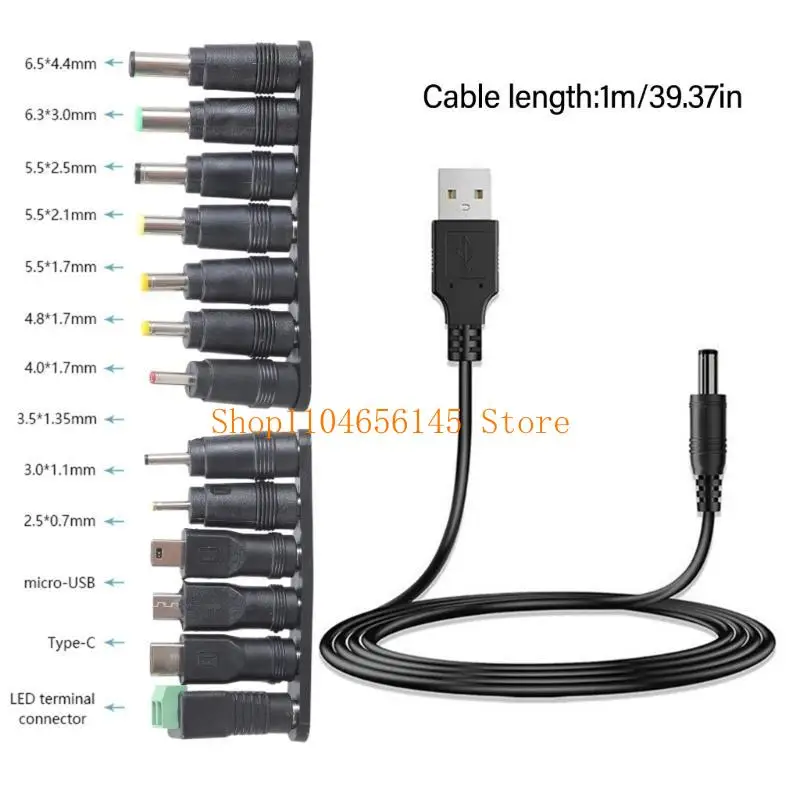 5asd USB-zu-DC5521-Stromkabel, 5 V 5,5 x 2,1 mm, Ladekabel, inklusive 13 Spitzen – Detail 6