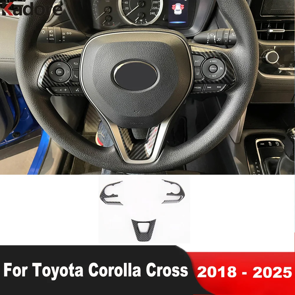 

Car Steering Wheel Panel Cover Trim For Toyota Corolla Cross GR 2018-2021 2022 2023 2024 2025 Carbon Fiber Interior Accessories