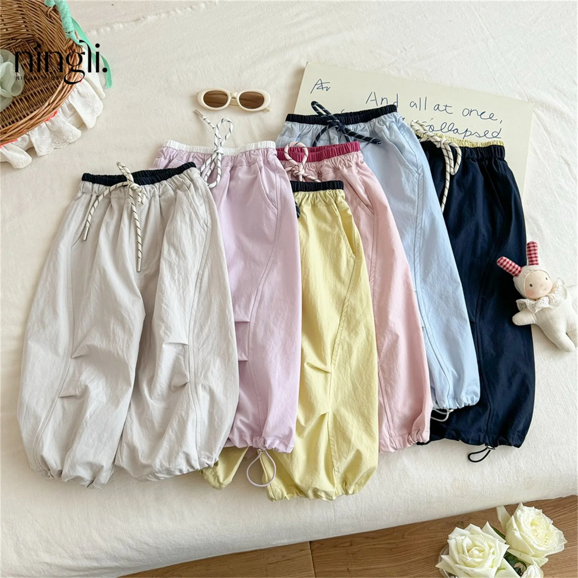 2026 Summer New Children Loose Harem Pants Baby Girls Solid Thin Trousers Cotton Boys Versatile Casual Pants Kids Clothes