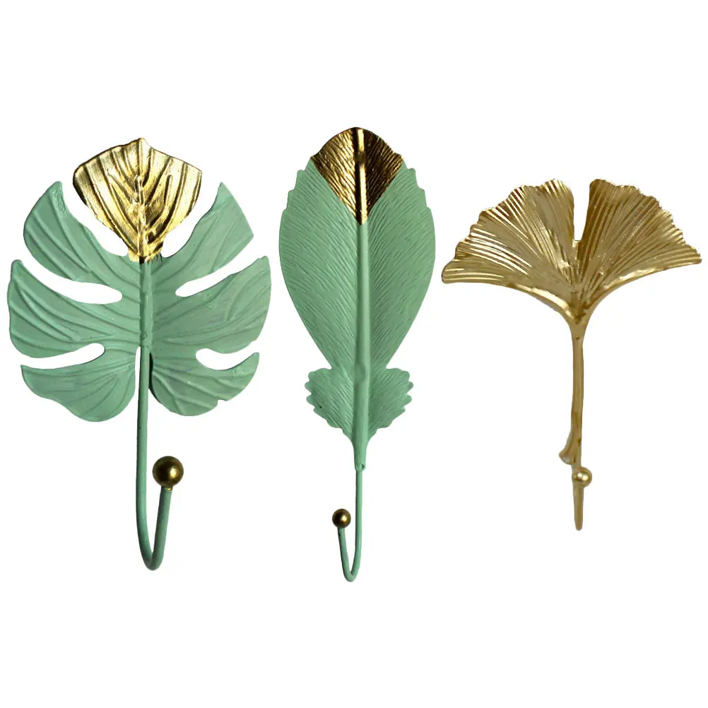 3Pcs Premium Leaf Style Hooks Multipurpose Decorative Wall Hooks for Clothes Hats Scarves Masks Towels Bags Light Luxury Home - view 4