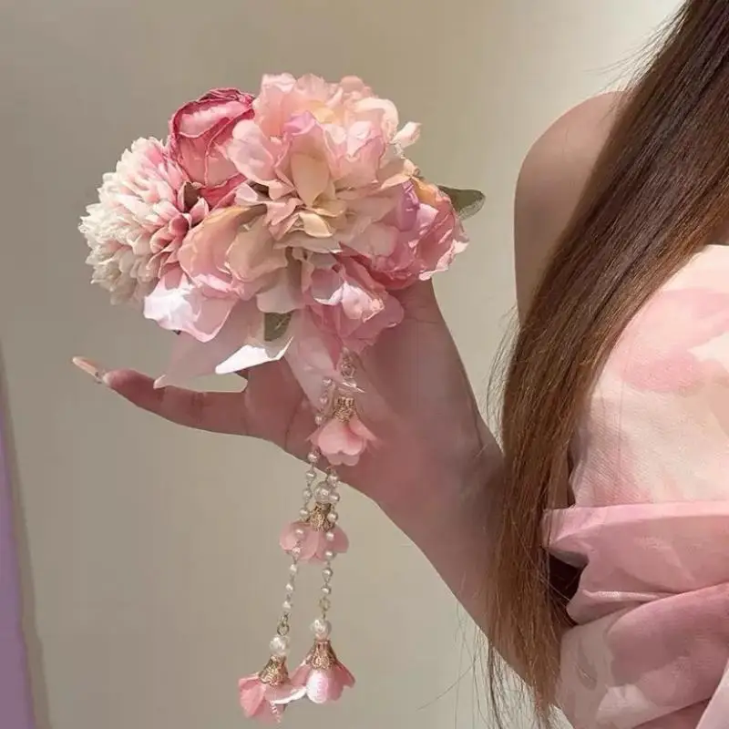 

〔BGS3〕Tassel Hanfu Hair Accessories Ancient Style Colorful Chinese Style Hair Clip Headdress Headpieces Flower Hairpin