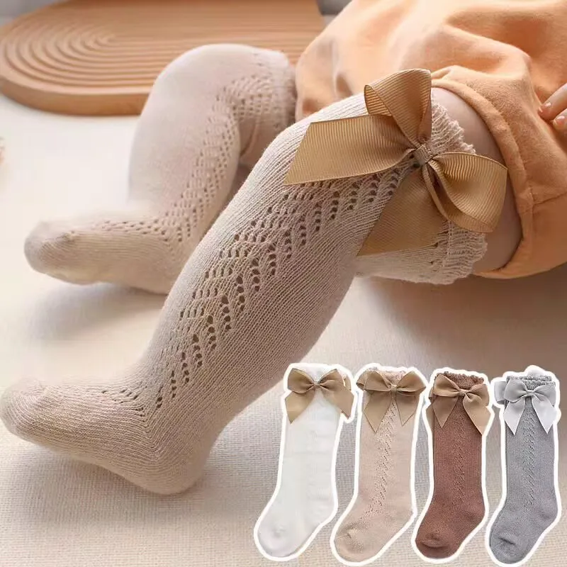 Baby Mädchen Socken Neugeborenen Nette Kniehohe Bogen Prinzessin Socken Kinder Einfarbig Baumwolle Kinder Socken Koreanische Version Infant Zeug