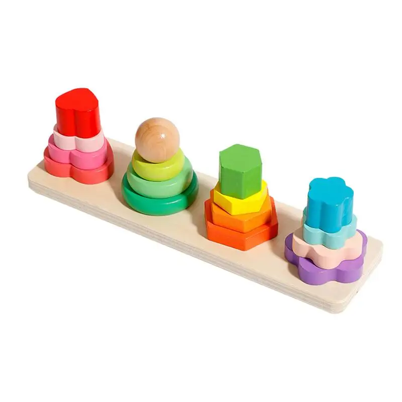 

Educational Early Learning Stacking Building Blocks Toys Puzzle Fun Creative Four Pillar Building Blocks For Children 3