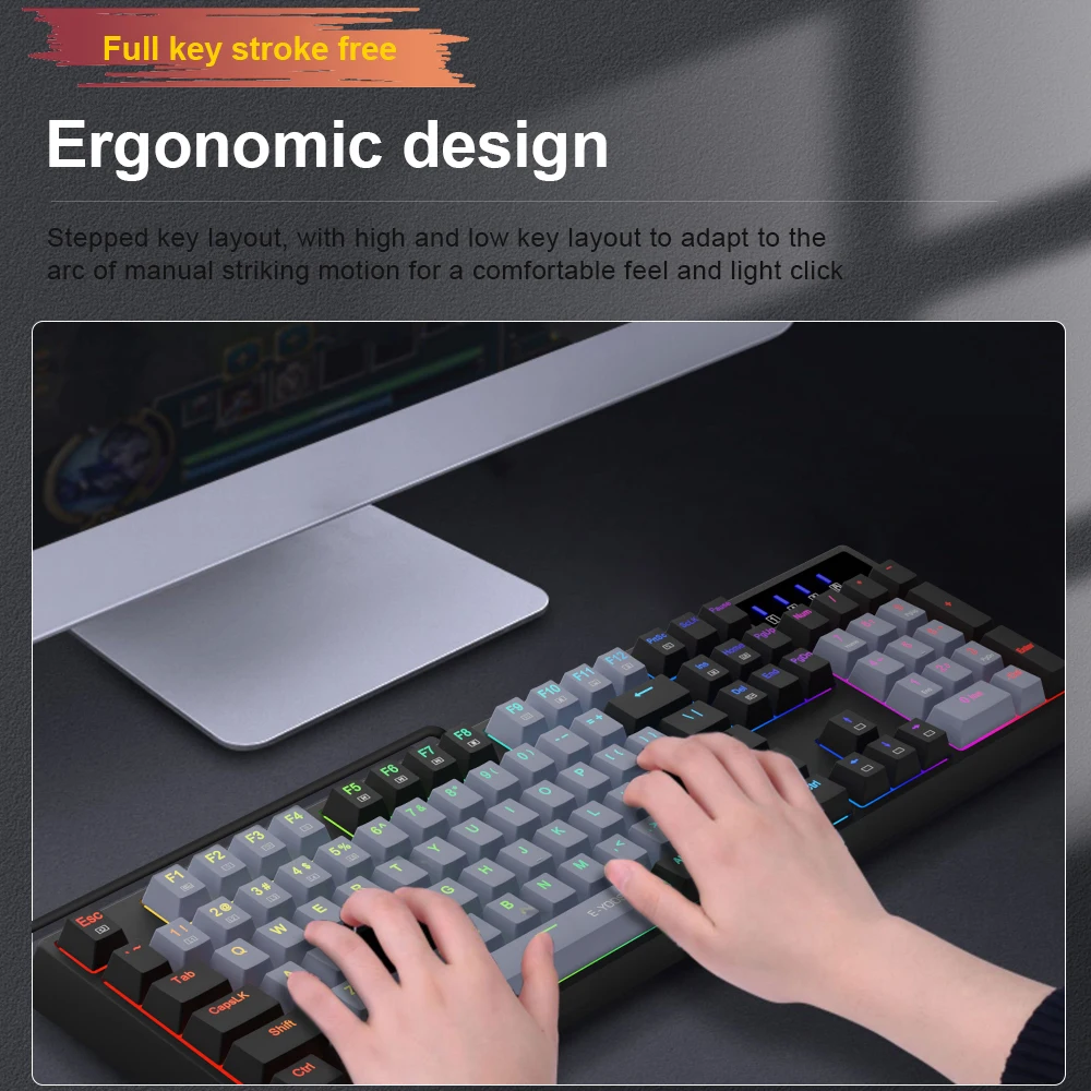 E-YOOSO Z14 RGB USB Mechanical Gaming Wired Keyboard Red Switch 104 Key Russian Brazilian Portuguese Gamer for Computer laptop