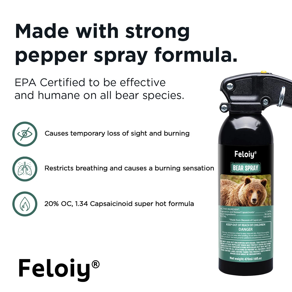 Bear Spray - Long-range Fog Barrier, High-spiciness Self-defense, Restricts The Bear's Breathing and Causes A Burning Sensation