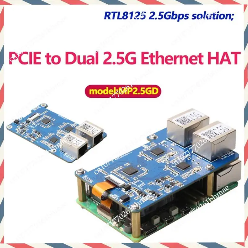 

-A21Z MP2.5GD For Rasbperry Pi 5 PCIE To Dual 2.5G Ethernet HAT RTL8125 Expansion Board Blue PCB Support For Rpi OS And Ubuntu