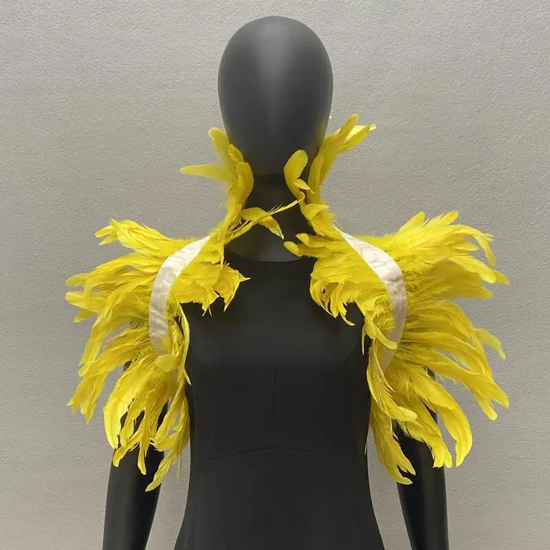 Gothic Frauen Schal natürliche Feder schwarz gefälschten Kragen Schal für Männer Frauen echte Feder Schal Halloween Party Cosplay – Detail 17