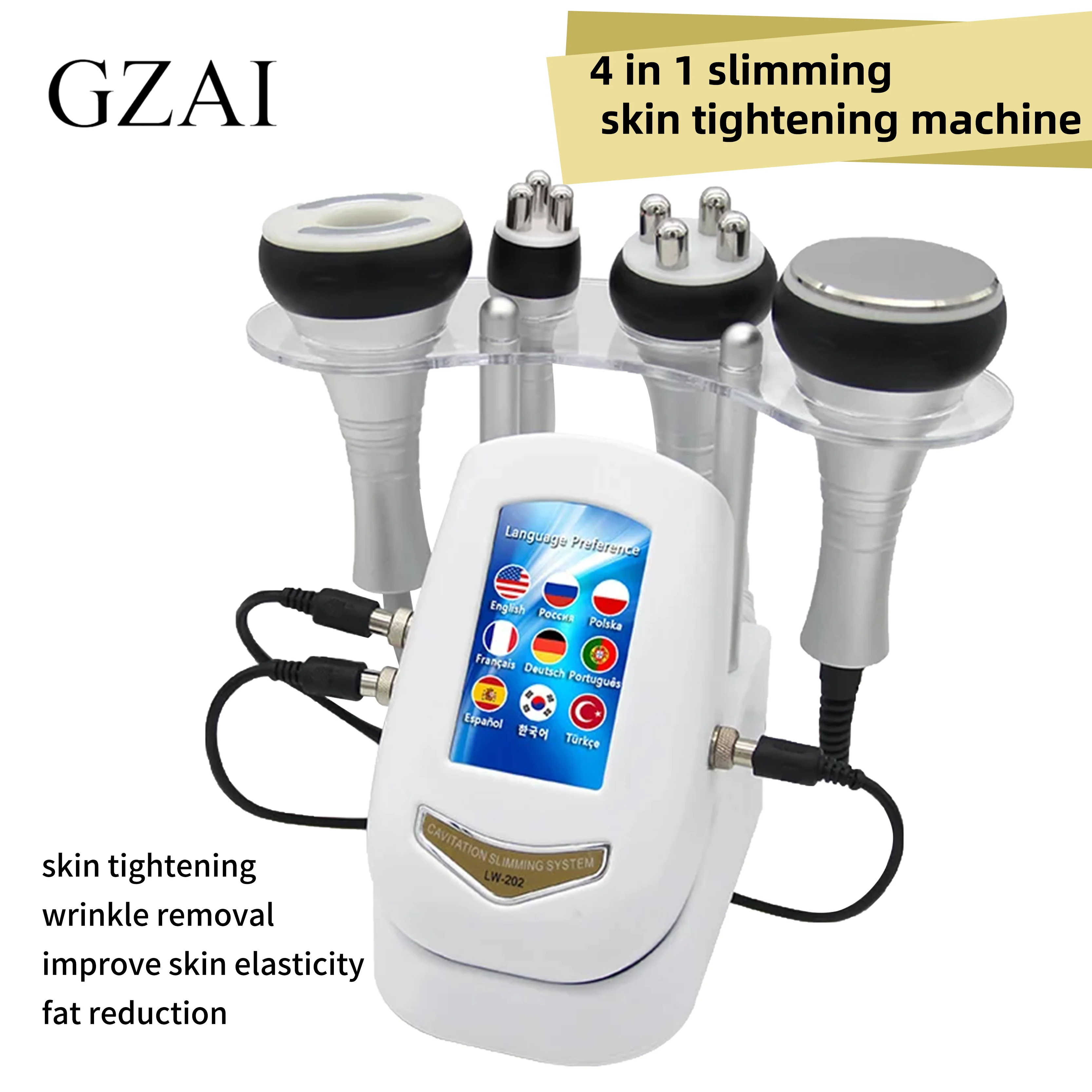 GZAI Ultrasonic 40K 4IN1 Body Shaping Machine Facial Massager tightens the face, enhances vacuum suction, vacuum cavitation mach