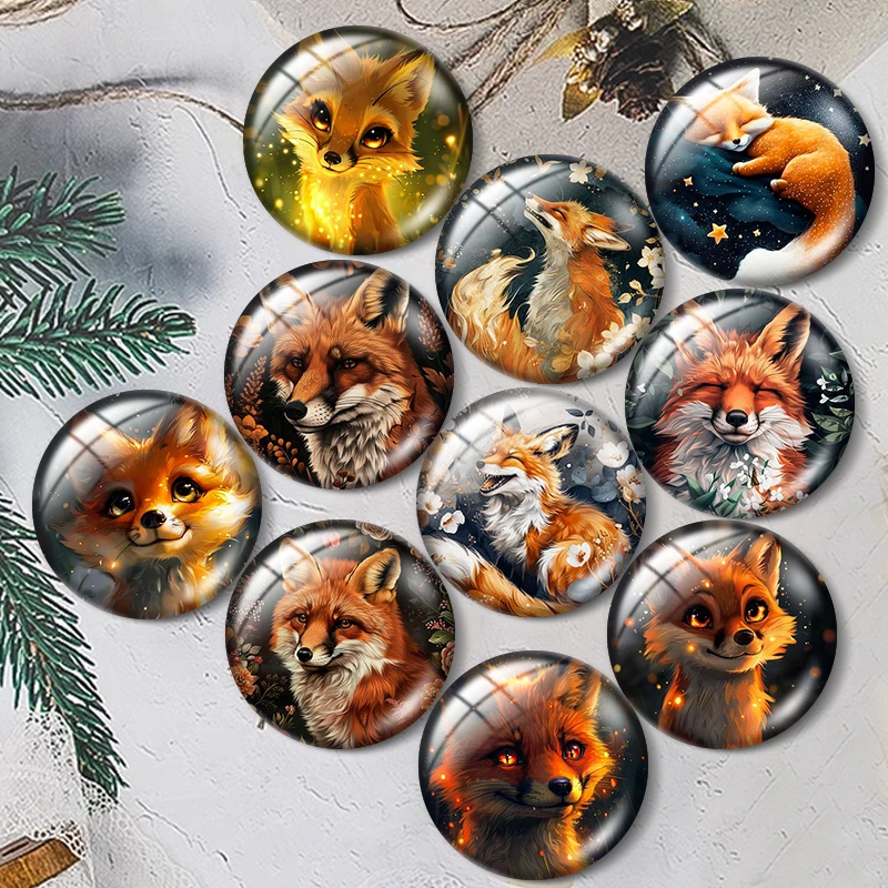 

Agile Watercolor Fox 12/18/20/25mm glass cabochon bracelet pendant rings for jewelry demo earrings back Making findings