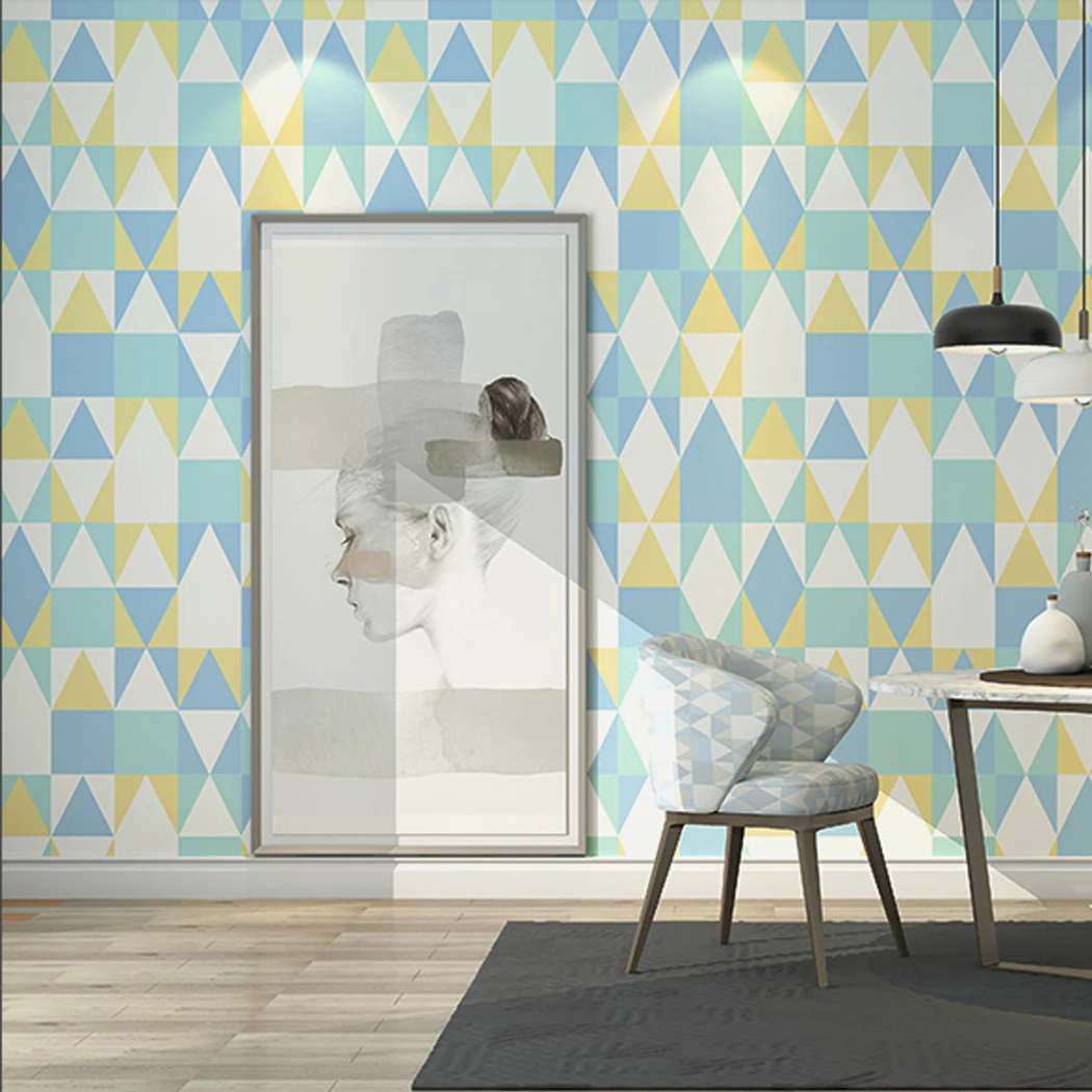 

Nordic Triangle Wall Paper Roll Geometric Wallpapers for Walls Living Room Bedroom Wall Decoration Grid Contact Paper