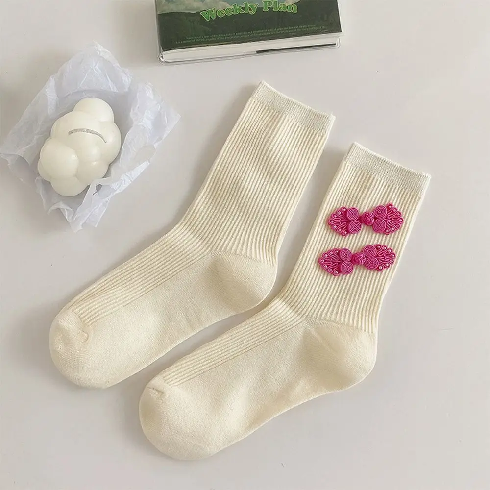 Breathable Comfortable Spring Chinese Style Autumn Chinese Frog Button Running Socks Women Short Socks Hosiery Cotton Socks