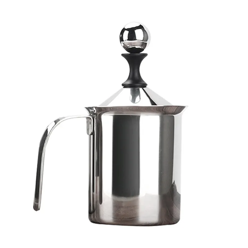 LMM double-layer milk frother 304 stainless steel household latte fancy foaming machine latte art pot