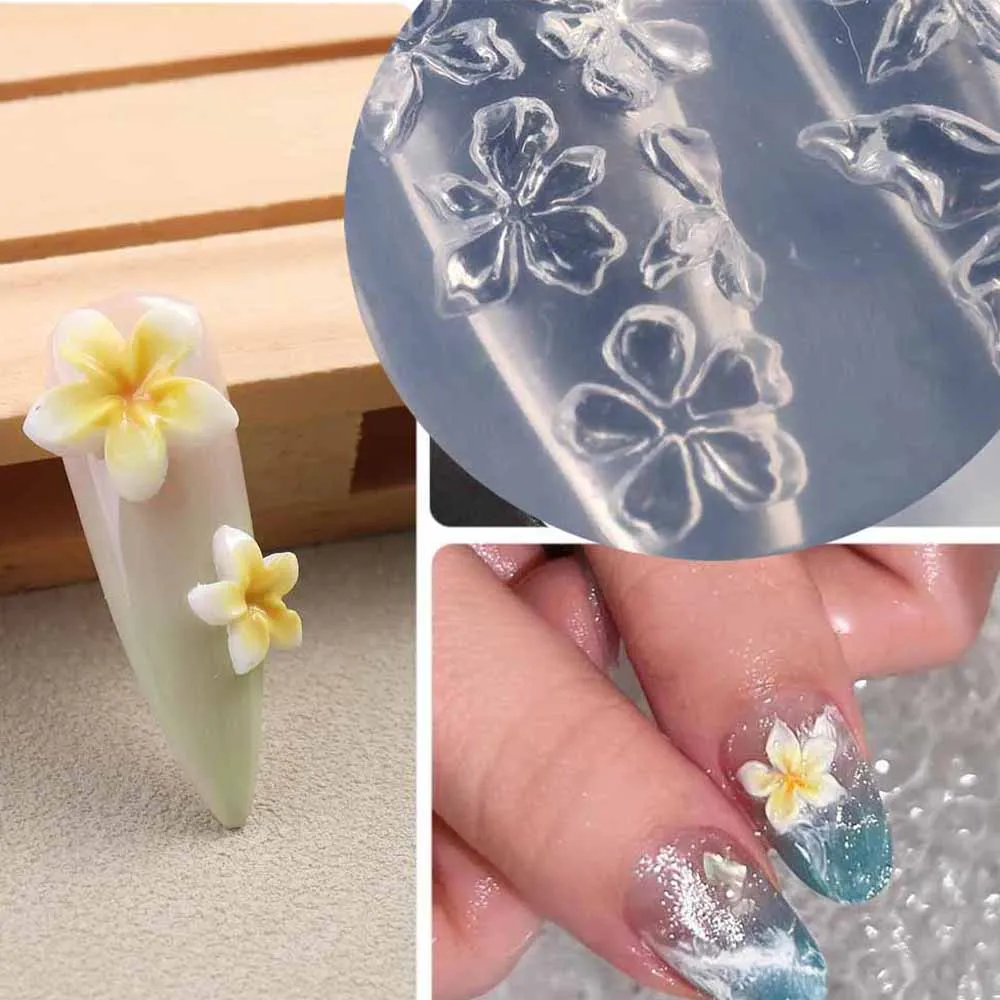 2 pezzi 3D fiori stampo per unghie fai da te in silicone Hawaii ibisco petalo floreale design per unghie stampi in resina nail art intaglio modello strumenti per unghie