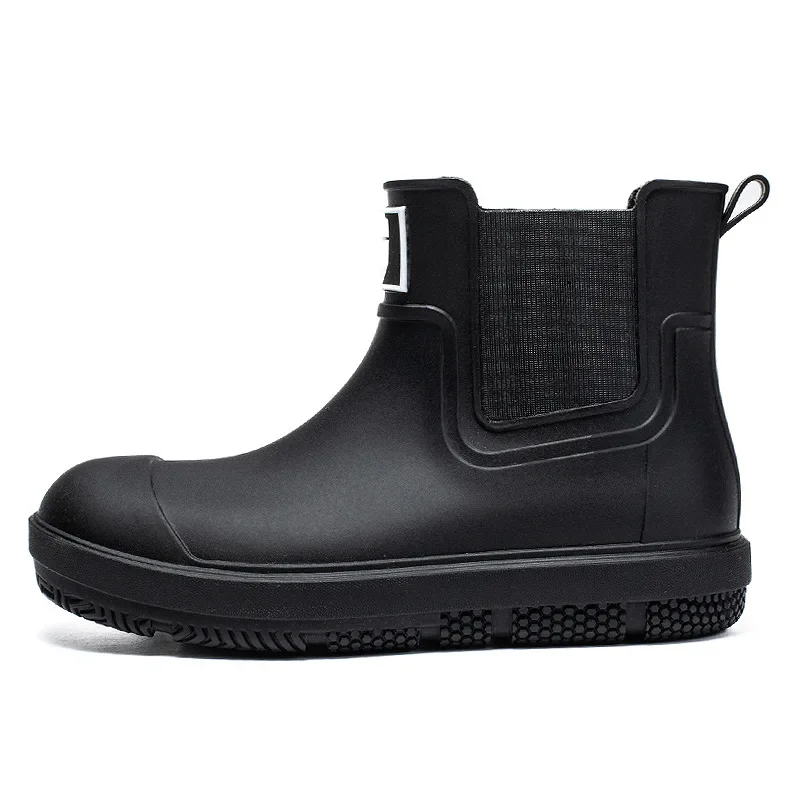 Men's Short-Tube Non-Slip Rain Boots Fashionable Low-Top Water Shoes, Pvc One-Time Molded Rain Boots, Pastoral Labor Waterproof - Image 4