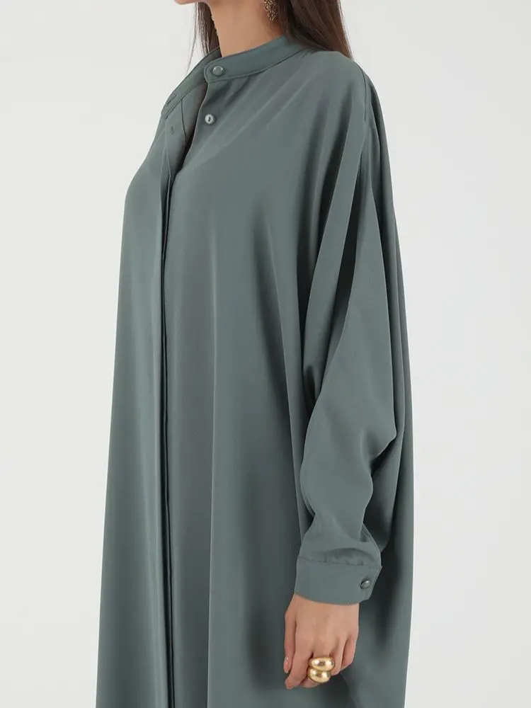 Fashion Single Breasted Muslim Dresses syari abaya Hajib female full length Cardigan Flare sleeve islamic muslim abaya wy1447
