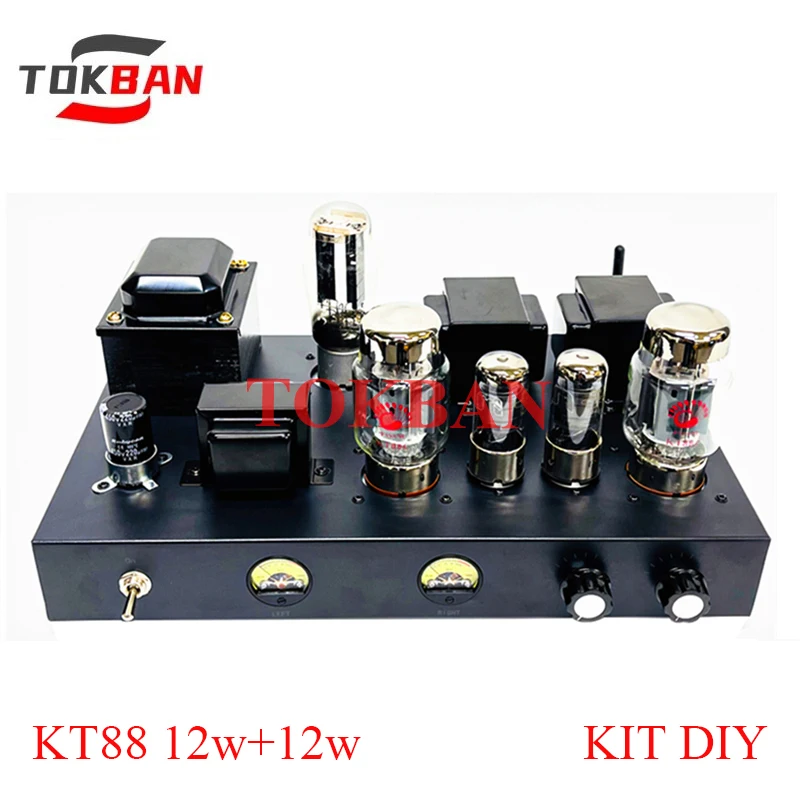 Tokban KT88 Tube Amplifier Kit Diy 12w*2 High Power Single Ended Class A Amp Vu Meter Bluetooth 5.0 HIFI Amplifier Audio