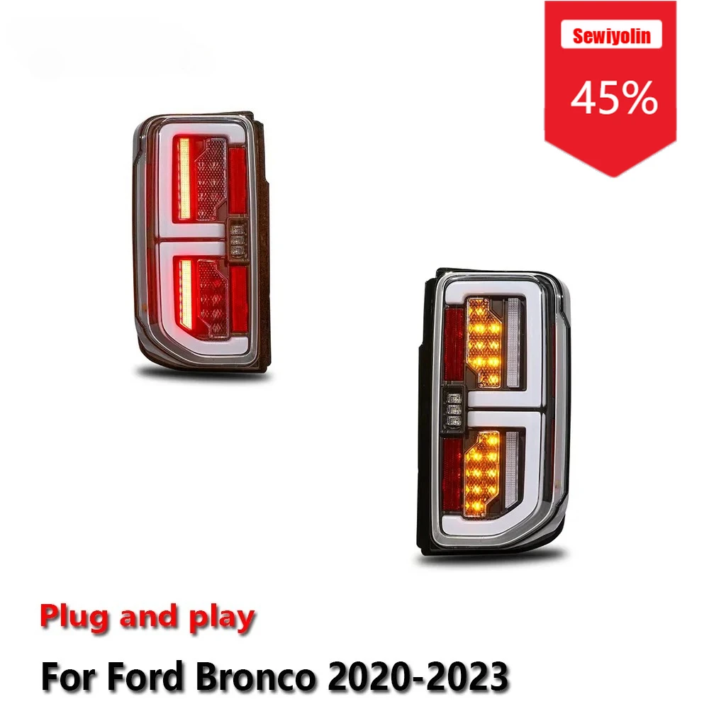 

Sewiyolin автомобильные светодиодные задние фонари в сборе для Ford Bronco 2020-2023 авто противотуманные DRL тормозные указатели поворота Plug and Play
