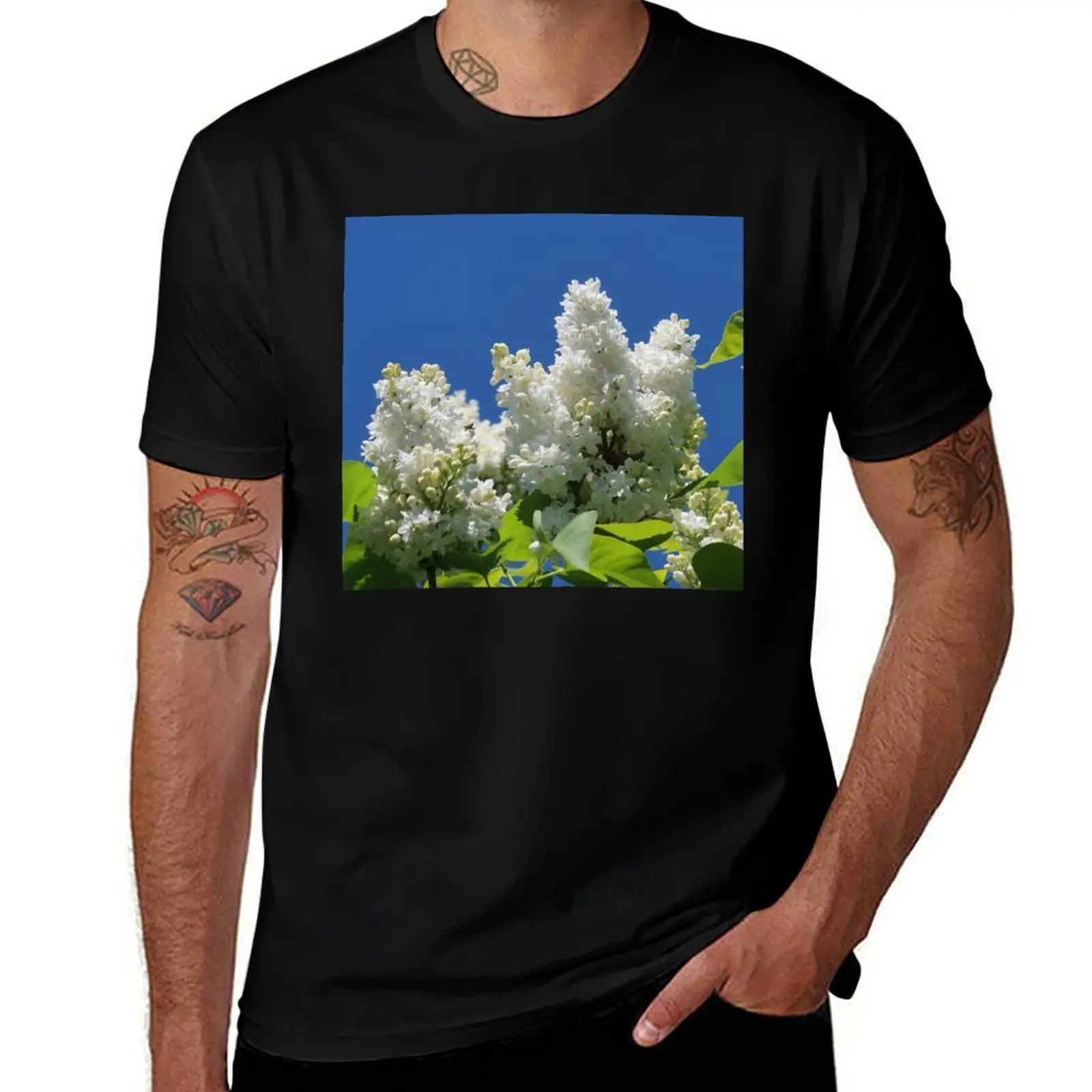 

White lilacs T-Shirt shirts graphic tee oversizeds korean fashion croswit shirt man luxury clothes men