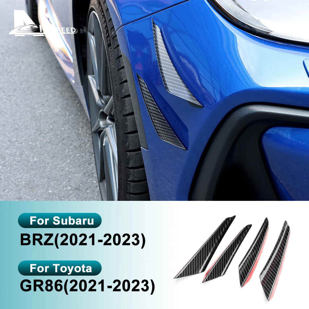 Real Hard Carbon Fiber Sticker For Subaru BRZ Toyota GR86 2021 2022 2023 2024 Front Fender Spoiler Side Blade RHD LHD Bumper