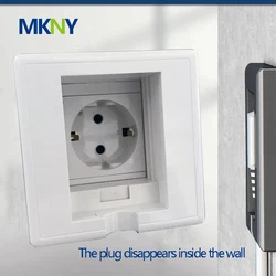 European socket concealed socket plug dispears inside the wall adjustable function modular with 45size socket hidden in the wall