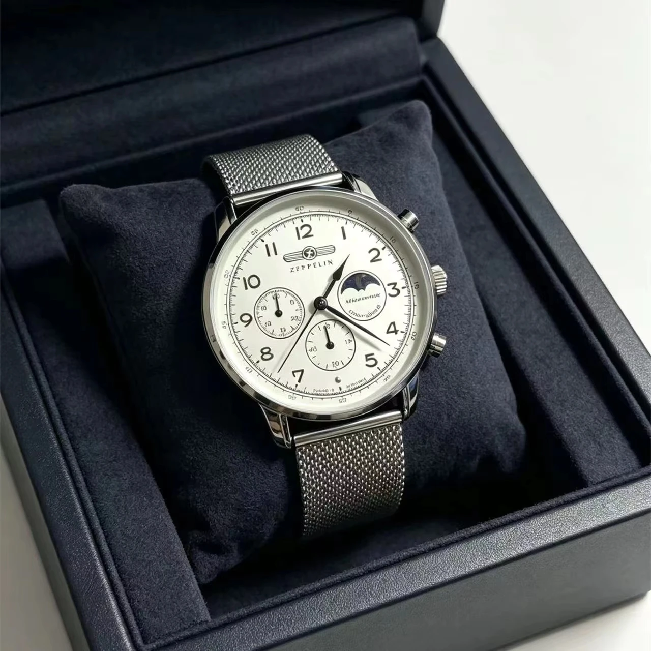 Мужские часы Zeppelin Retro Automatic Aircraft Commemorative с индикатором фаз Луны, деловые, повседневные, модные, подарочные, в коробке