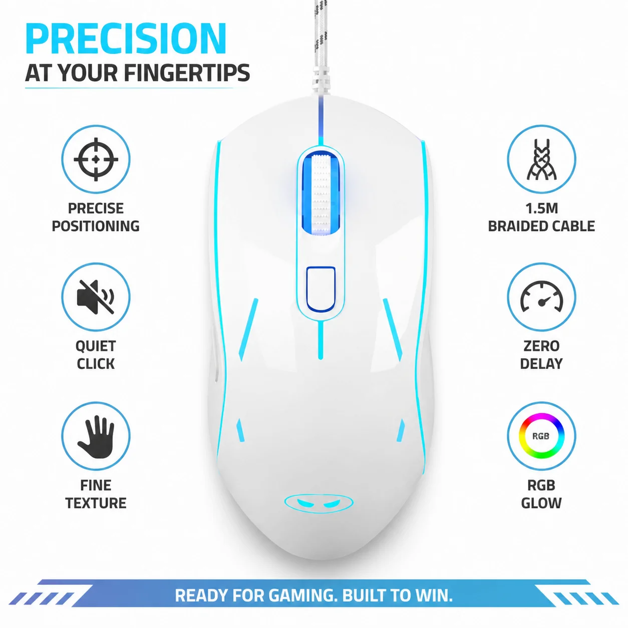 MageGee G12 Kabelgebundene Gaming-Maus, 7-Farben-LED-Hintergrundbeleuchtung, 6 einstellbare Geschwindigkeitsstufen von 600 bis 3200.