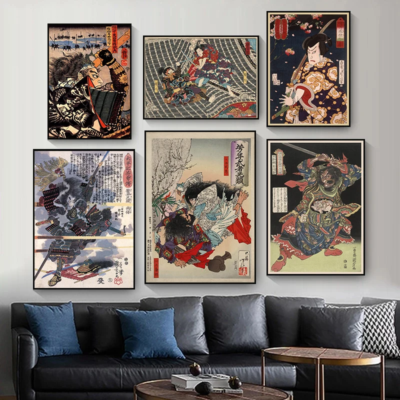 Home Decor Japanese - لوحة قماشية بتصميم ياباني عتيق على