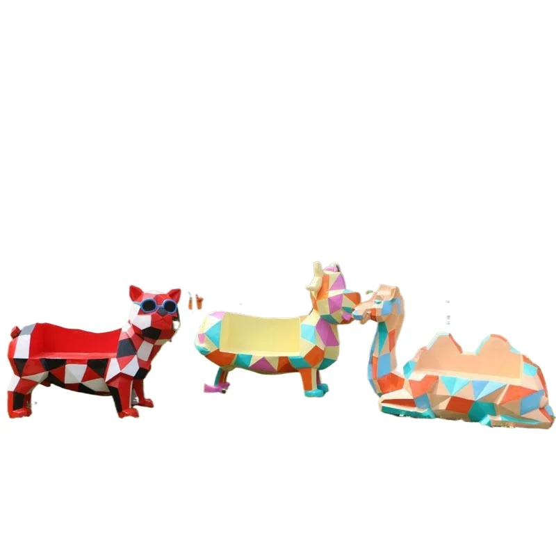 

Large geometric fiberglass cartoon animal seat ornament outdoor garden sculpture