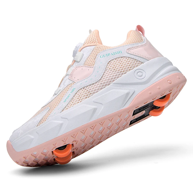 

Breathable Kids Four-Wheel Roller Skate Shoes Low Top Boys Quad Wheel Skates Runaway Shoes Fashion Dual-purpose Skating Shoes